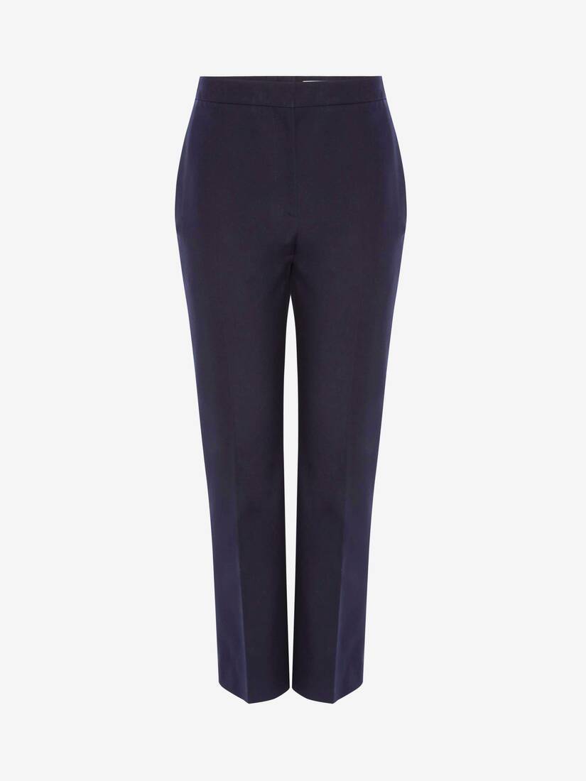 Pantalones Alexander McQueen Cotton Panama Mujer - Azul Marino - Mexico 372-WTLJBD